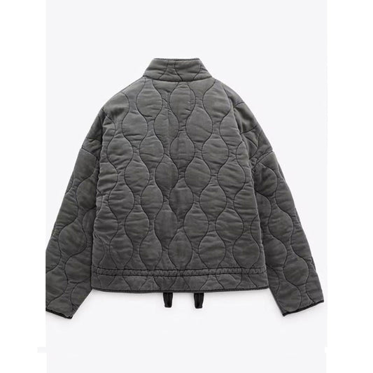 Women's Quilted Oversized Winter Jacket - Trendy Padded Casual Outerwear for 2024