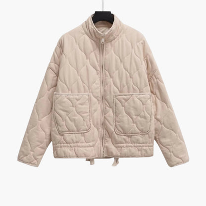Women's Quilted Oversized Winter Jacket - Trendy Padded Casual Outerwear for 2024