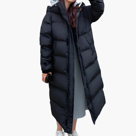 Women's Long Puffer Winter Coat Hooded Warm Elegant Outdoor Parka