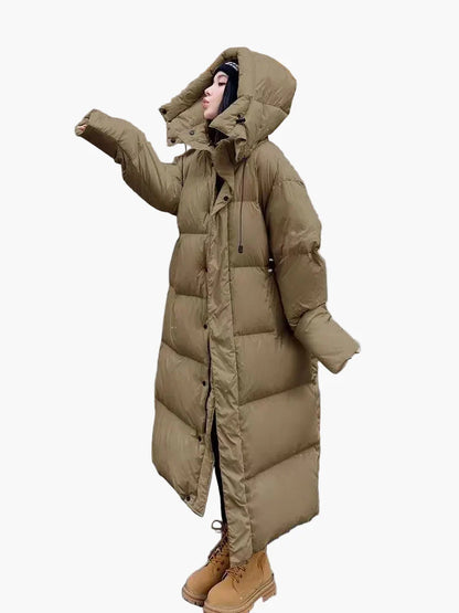 Women's Long Puffer Jacket Hooded Winter Parka for Outdoor and Everyday Wear