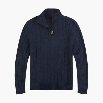Men's Classic Cable Knit Quarter Zip Sweater – Old Money Style