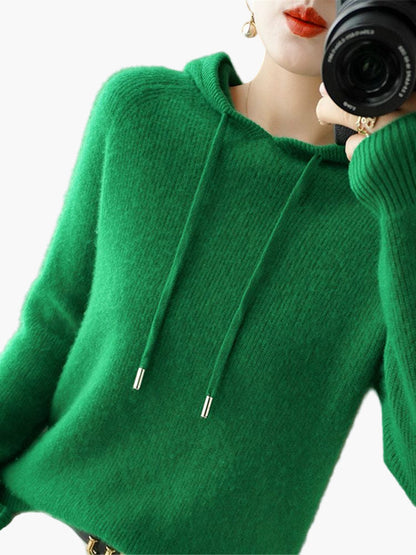 Women's Classic Ribbed Knit Hoodie Pullover – Casual and Office Wear