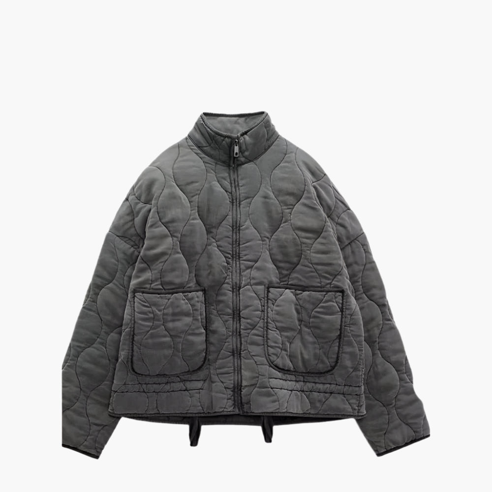 Women's Quilted Oversized Winter Jacket - Trendy Padded Casual Outerwear for 2024