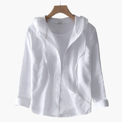 Women's Lightweight Hooded Shirt – Casual Button-Up Blouse for Everyday Style