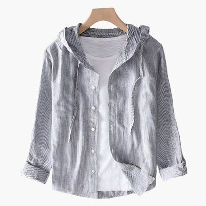 Women's Lightweight Hooded Shirt – Casual Button-Up Blouse for Everyday Style