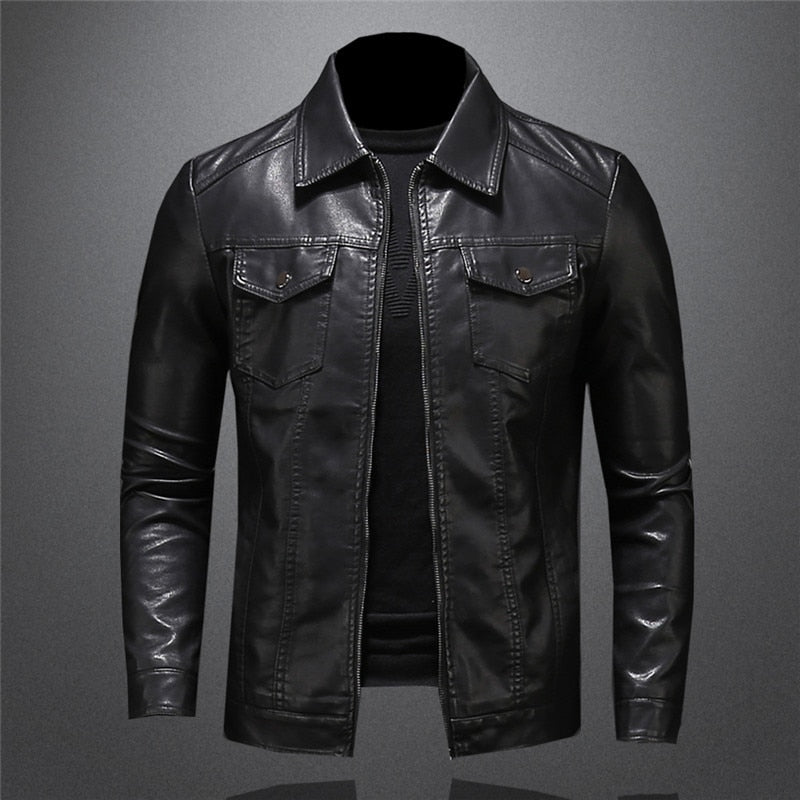 Men's Classic Biker Style Jacket Urban Fashion Outerwear