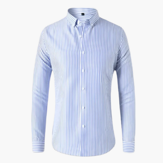 Men's Business Casual Striped Long Sleeve Shirt – Modern Office & Versatile Style