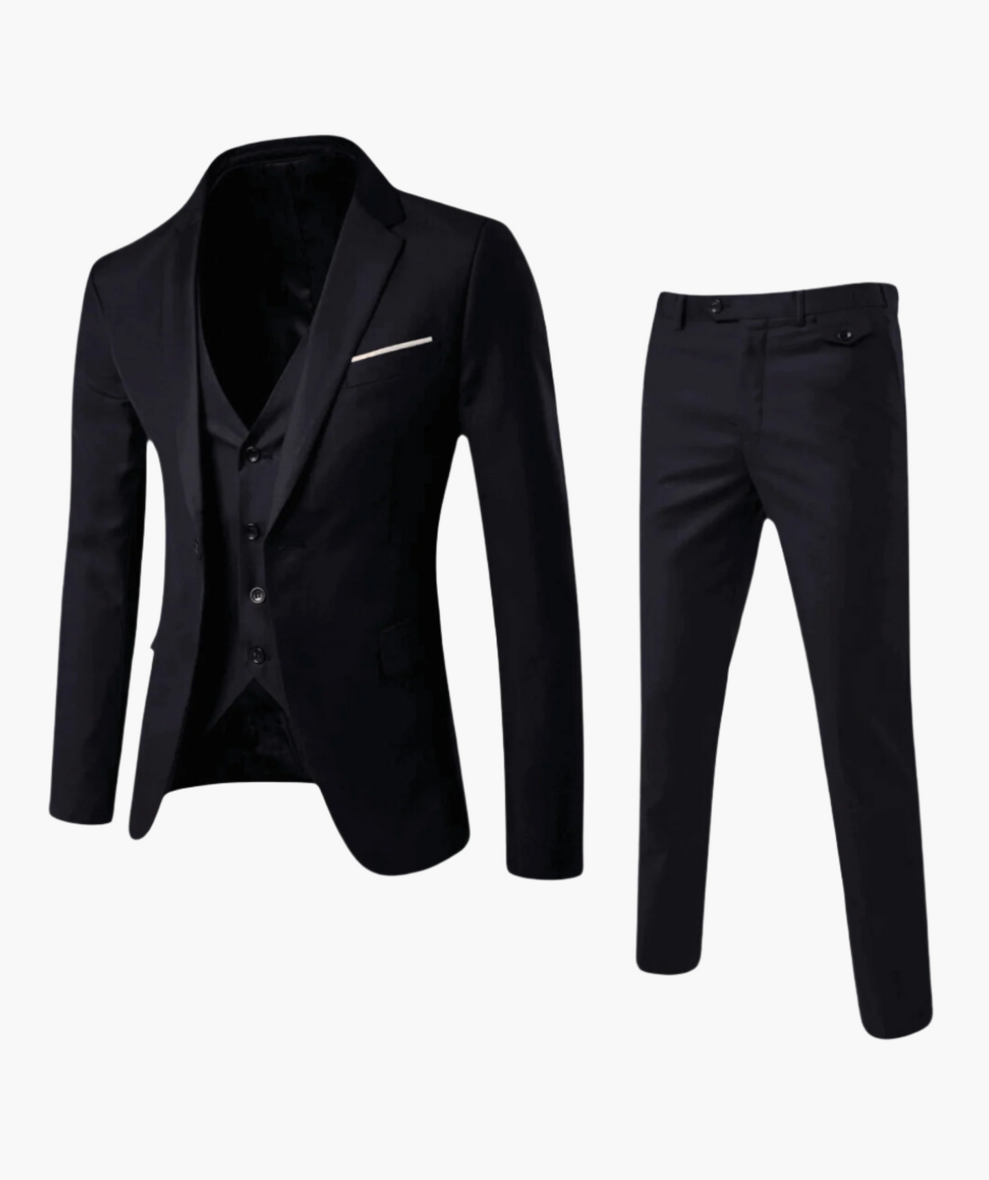 Men's 3-Piece Suit Set with Vest – Classic Formal Slim Fit for Weddings and Business