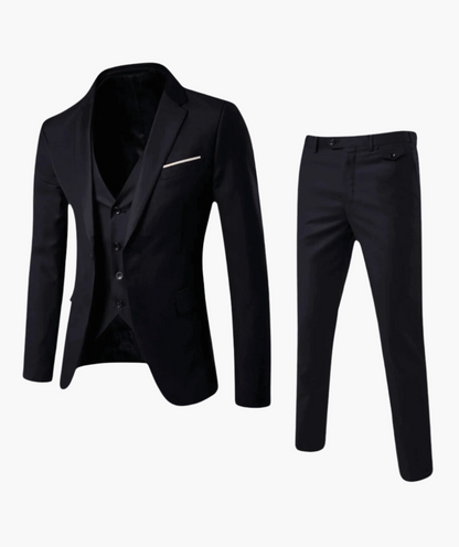 Men's 3-Piece Suit Set with Vest – Classic Formal Slim Fit for Weddings and Business