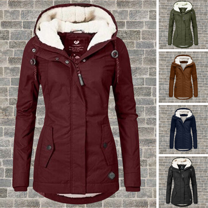 Women's Winter Sherpa Hoodie Jacket - Cozy Warm Urban Style for Cold Weather