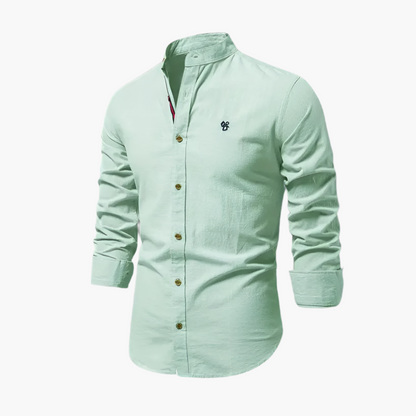 Men's Modern Stand Collar Long Sleeve Shirt – Smart Casual Style for Office and Everyday