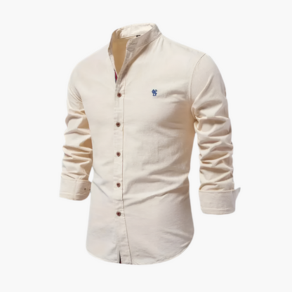 Men's Modern Stand Collar Long Sleeve Shirt – Smart Casual Style for Office and Everyday