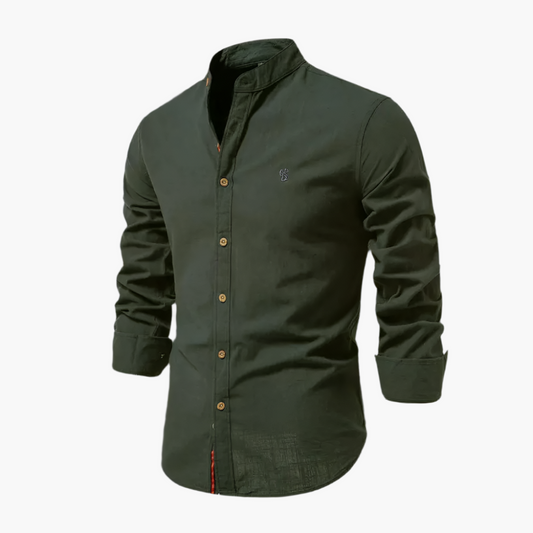 Men's Modern Stand Collar Long Sleeve Shirt – Smart Casual Style for Office and Everyday