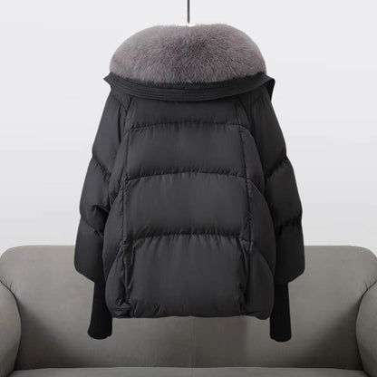 Women's Luxury Puffer Jacket with Faux Fur Collar – Elegant Winter Fashion Coat