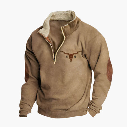 Men's Vintage Western Aztec Quarter-Zip Fleece Sweatshirt