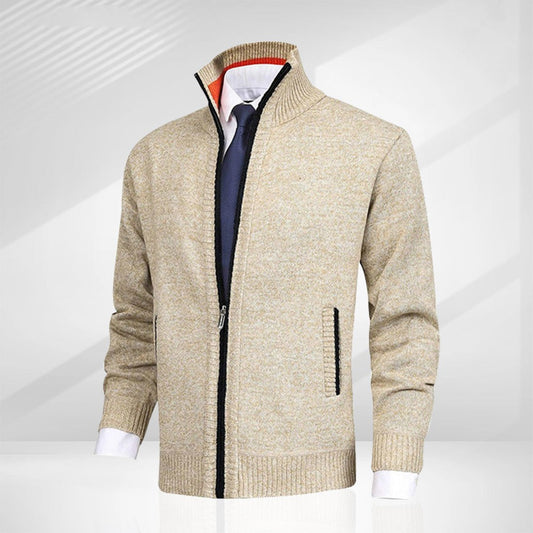 Men's Classic Zip-Up Cardigan Sweater for Versatile Business and Casual Style