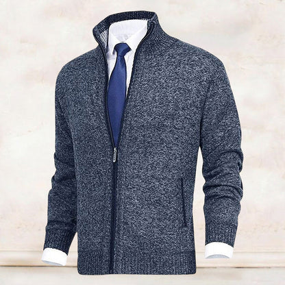 Men's Classic Zip-Up Cardigan Sweater for Versatile Business and Casual Style