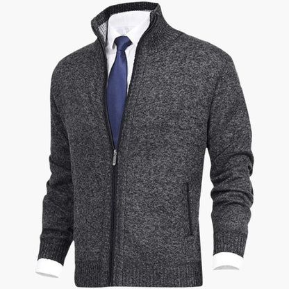 Men's Classic Zip-Up Cardigan Sweater for Versatile Business and Casual Style