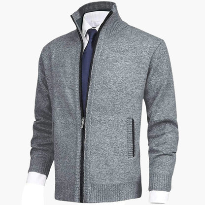 Men's Classic Zip-Up Cardigan Sweater for Versatile Business and Casual Style