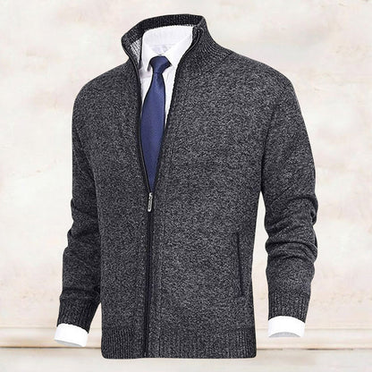 Men's Classic Zip-Up Cardigan Sweater for Versatile Business and Casual Style