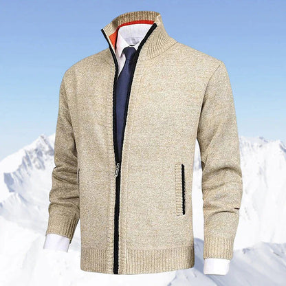 Men's Classic Zip-Up Cardigan Sweater for Versatile Business and Casual Style