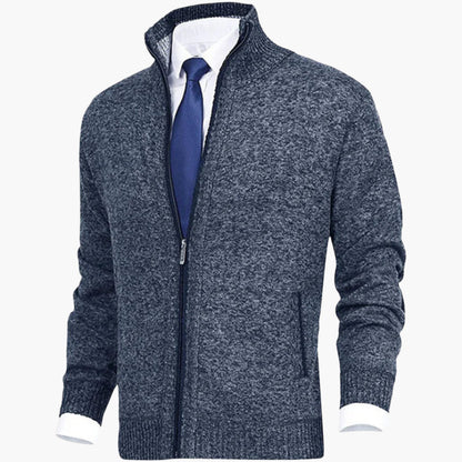 Men's Classic Zip-Up Cardigan Sweater for Versatile Business and Casual Style