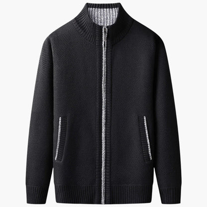 Men's Classic Zip-Up Cardigan Sweater for Versatile Business and Casual Style