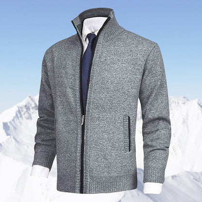 Men's Classic Zip-Up Cardigan Sweater for Versatile Business and Casual Style