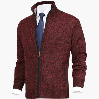 Men's Classic Zip-Up Cardigan Sweater for Versatile Business and Casual Style