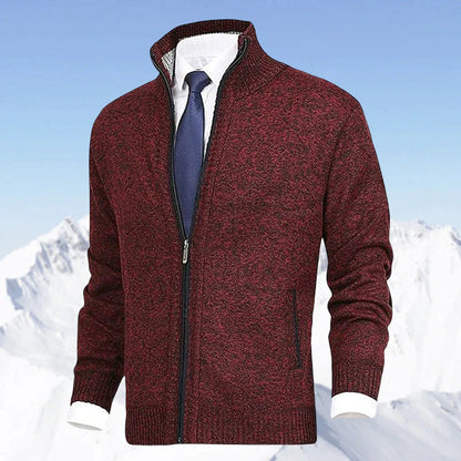 Men's Classic Zip-Up Cardigan Sweater for Versatile Business and Casual Style