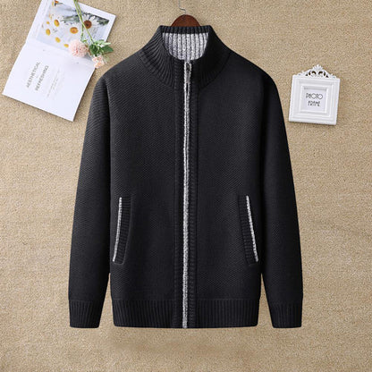 Men's Classic Zip-Up Cardigan Sweater for Versatile Business and Casual Style