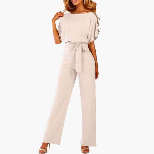 Women's Elegant Belted Wide Leg Jumpsuit for Parties and Formal Events