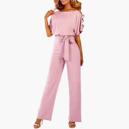 Women's Elegant Belted Wide Leg Jumpsuit for Parties and Formal Events