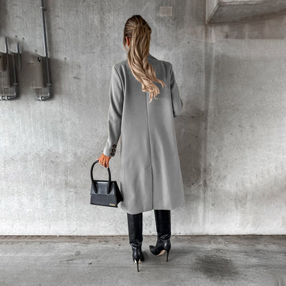 Women's Elegant Double-Breasted Winter Coat – Classic Long Tailored Overcoat for Office & Everyday Style