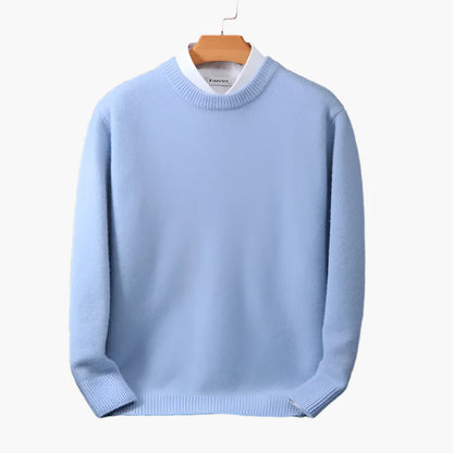 Men's Classic Business Pullover with Faux Shirt Collar – Elegant Sweater for Office & Casual