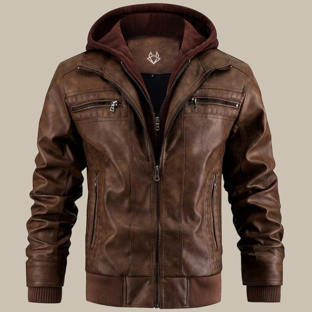 Men's Urban Biker Jacket with Hood – Modern Street Style for Everyday Wear