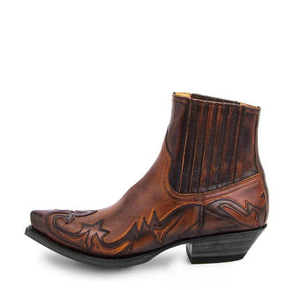 Men's Western Cowboy Ankle Boots – Classic Pointed Toe, Vintage Style for Everyday and Events