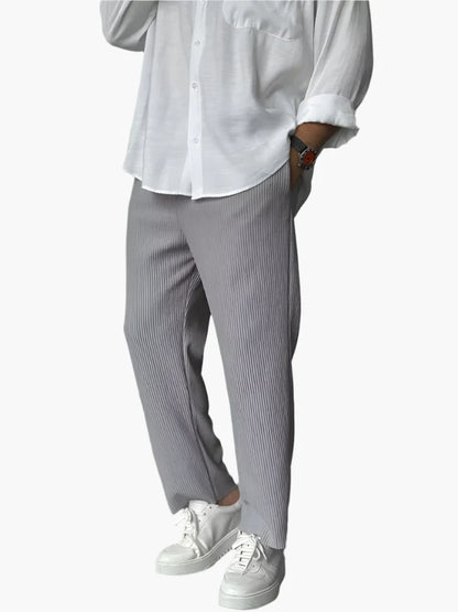 Men's Modern Pleated Relaxed Fit Trousers – Versatile Everyday Comfort Pants