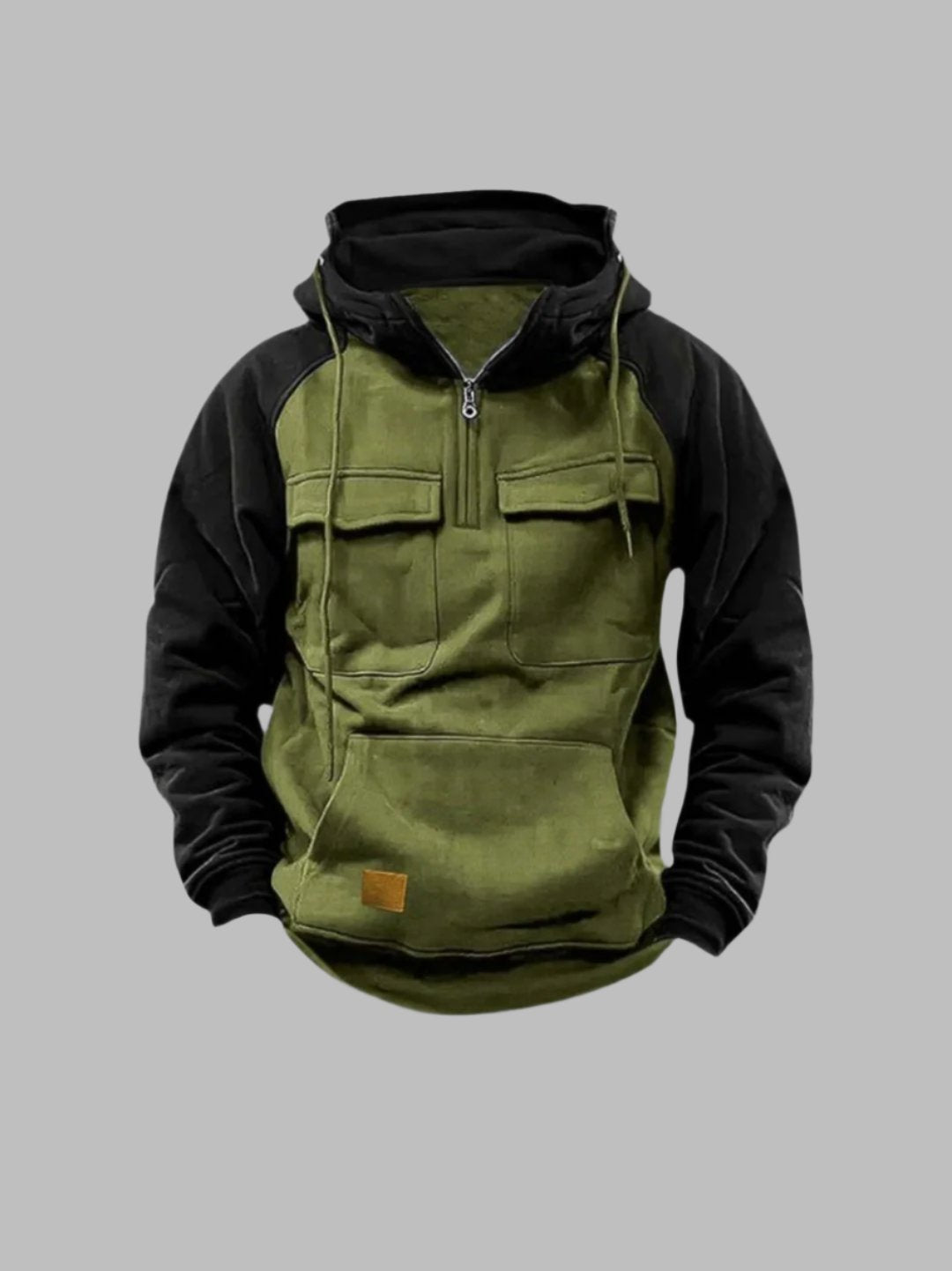 Men's Urban Casual Quarter-Zip Hoodie with Utility Pockets – Street Style Pullover for Everyday Wear