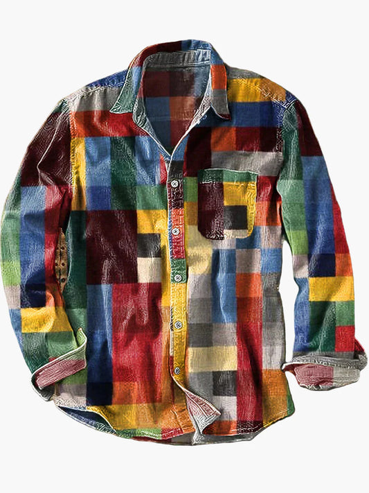 Men's Vintage Plaid Casual Shirt – Unisex Retro Checkered Style for Everyday Wear