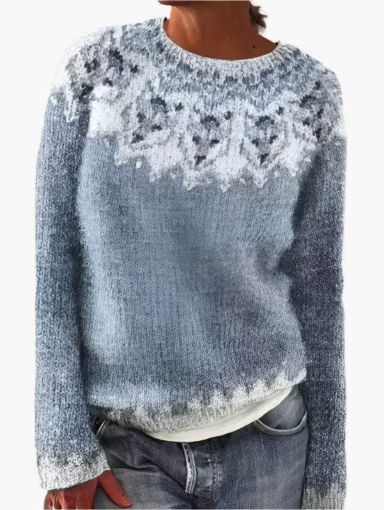 Women's Retro Boho Knit Pullover Sweater – Casual Fall Style for Everyday Comfort