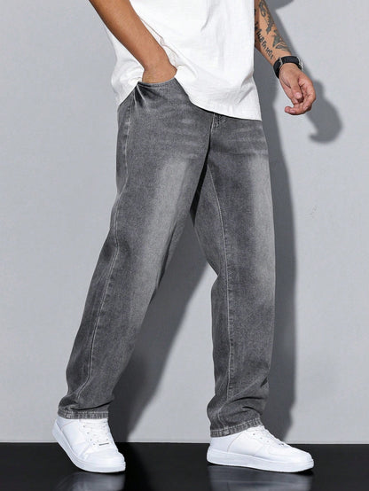 Men's Casual Straight Fit Jeans Relaxed Streetwear Style