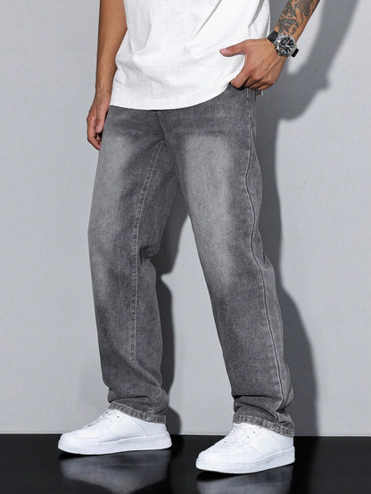 Men's Casual Straight Fit Jeans Relaxed Streetwear Style