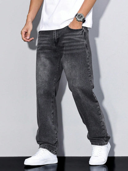 Men's Casual Straight Fit Jeans Relaxed Streetwear Style