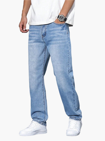 Men's Casual Straight Fit Jeans Relaxed Streetwear Style