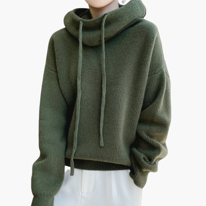 Women's Casual Oversized Knit Hooded Sweater Pullover for Everyday Comfort