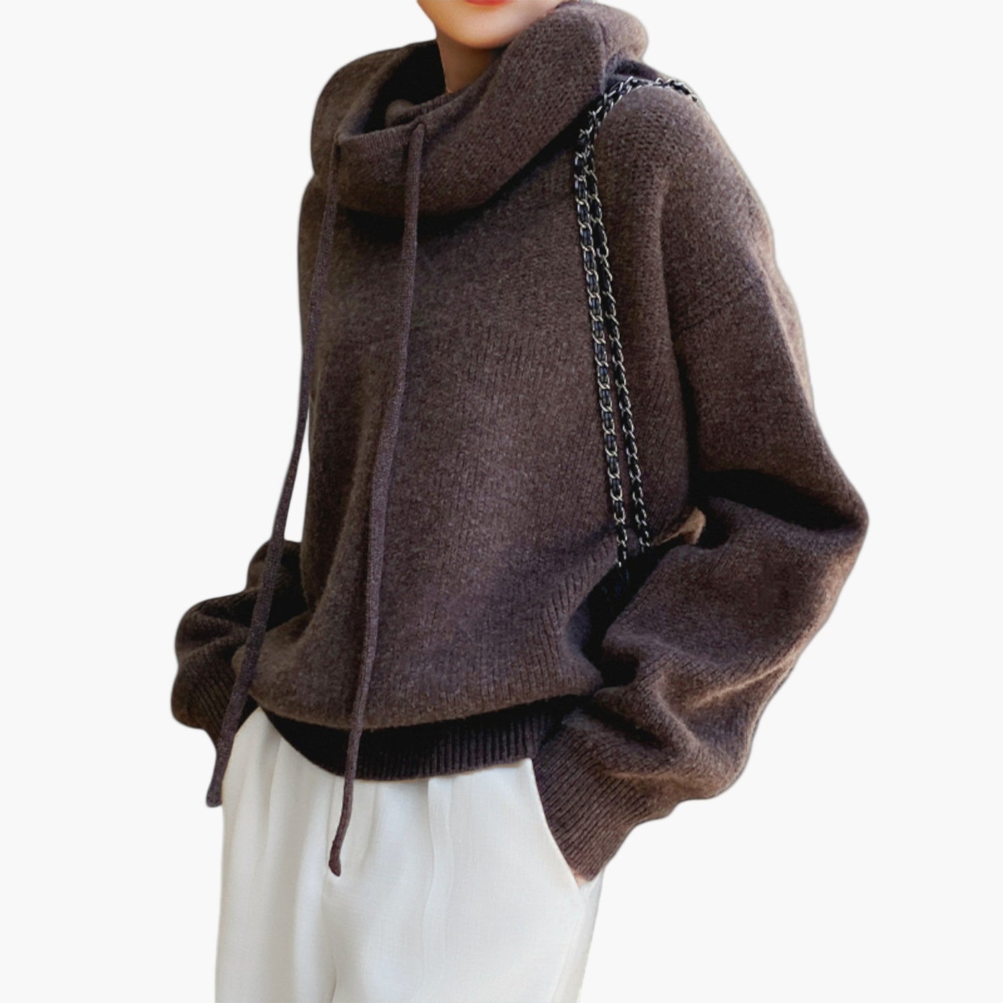 Women's Casual Oversized Knit Hooded Sweater Pullover for Everyday Comfort