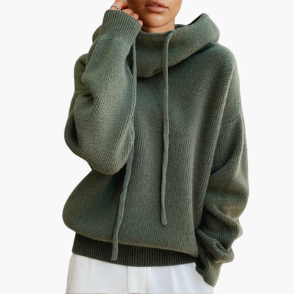 Women's Casual Oversized Knit Hooded Sweater Pullover for Everyday Comfort