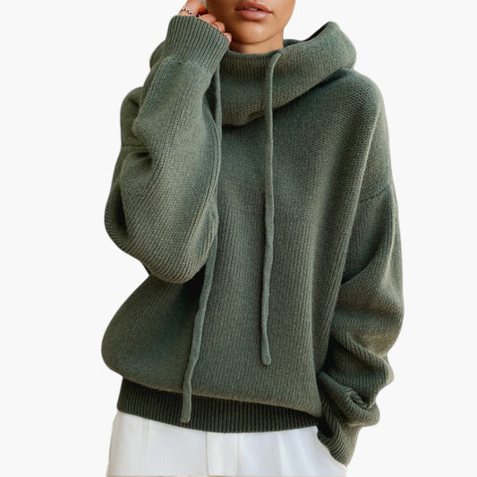 Women's Casual Oversized Knit Hooded Sweater Pullover for Everyday Comfort