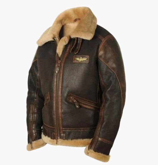Men's Vintage Pilot Style Aviator Winter Jacket – Classic Casual Outerwear